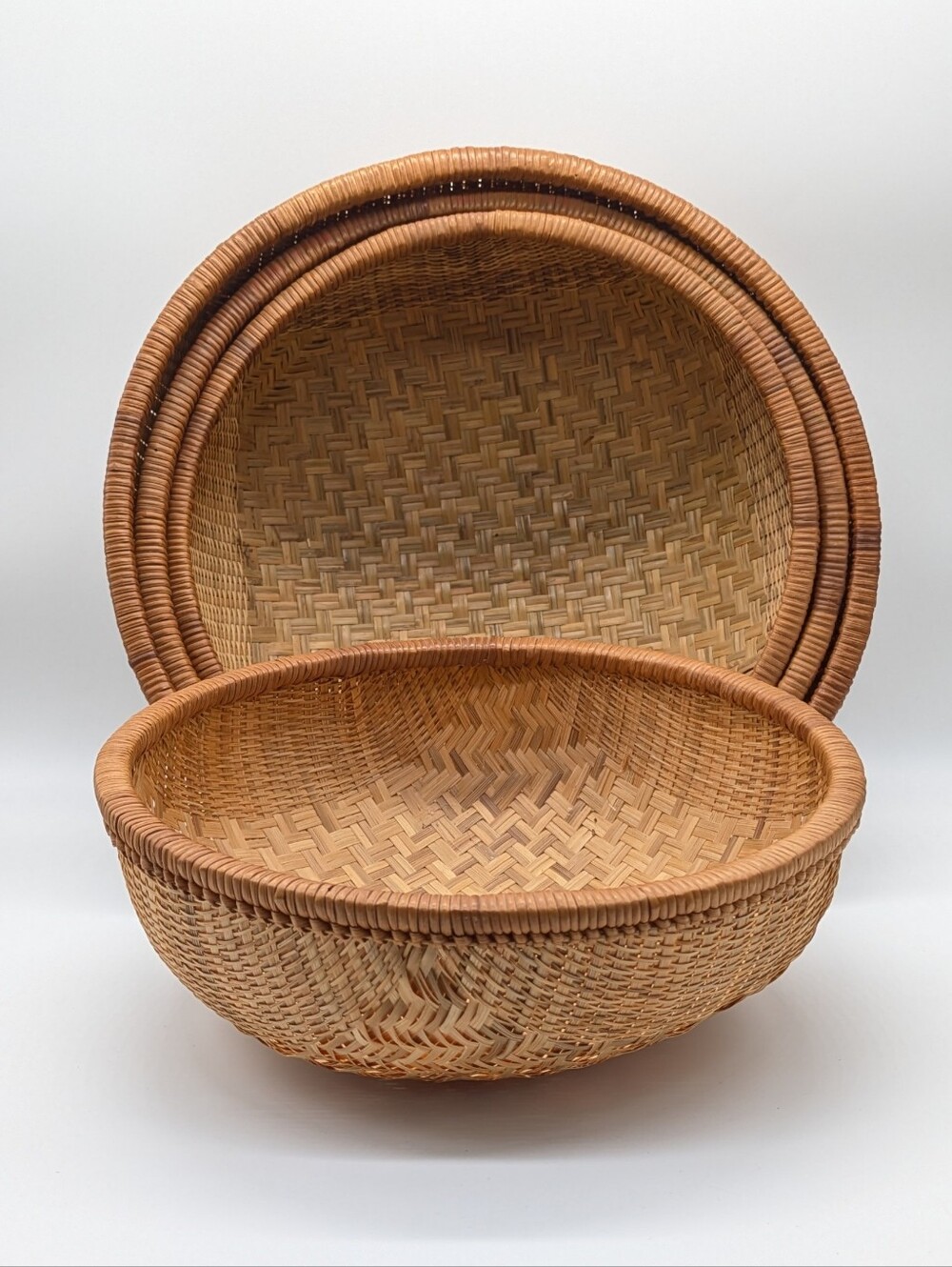 Vintage Stacking Wicker Winnowing Baskets Set Of 4